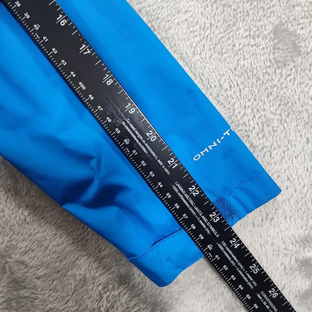 Columbia Rain Coat Jacket Youth Large 14/16 Blue Omni-Tech Hooded Waterproof
